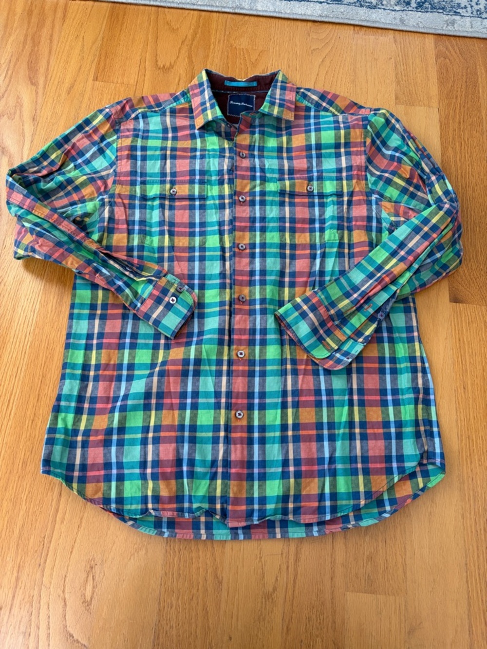 Tommy Bahama Plaid Long Sleeve Button Up Shirt multicolor size large